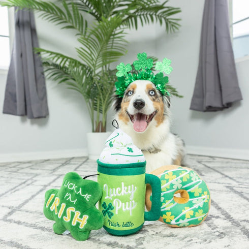 Huxley & Kent Power Plush Lucky Pup Irish Latte Dog Toy Small - Poudre Pet & Feed Supply 4